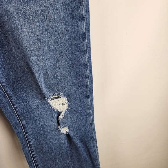 Express Jeans Womens 12S Modern Straight Super High Rise Distressed Blue (32x27) - Picture 5 of 14